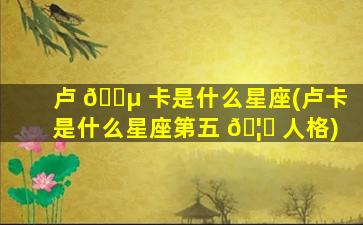 卢 🐵 卡是什么星座(卢卡是什么星座第五 🦋 人格)